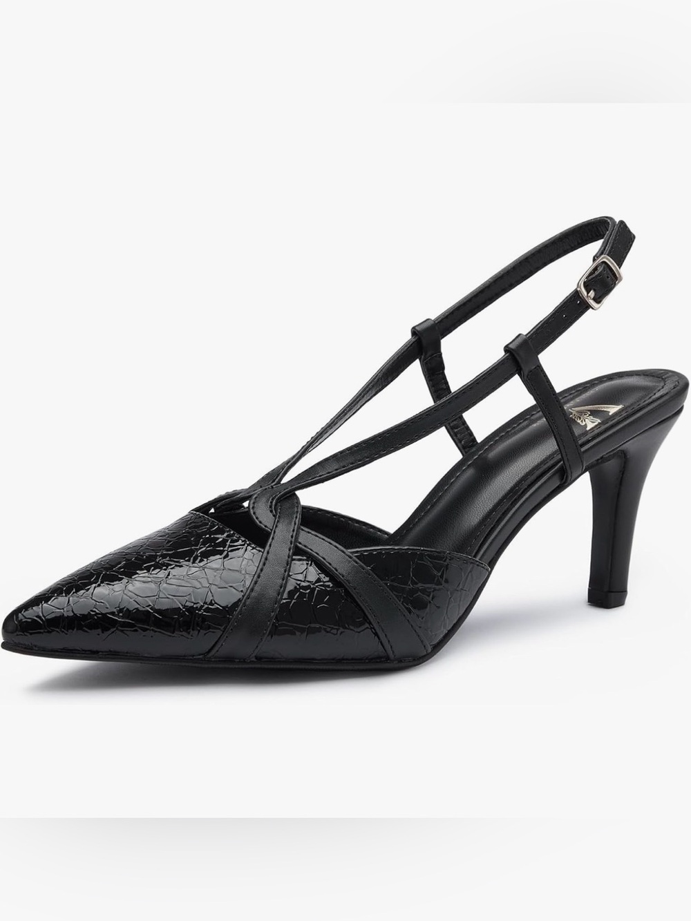 Black Pointed Slingback Heel - Women